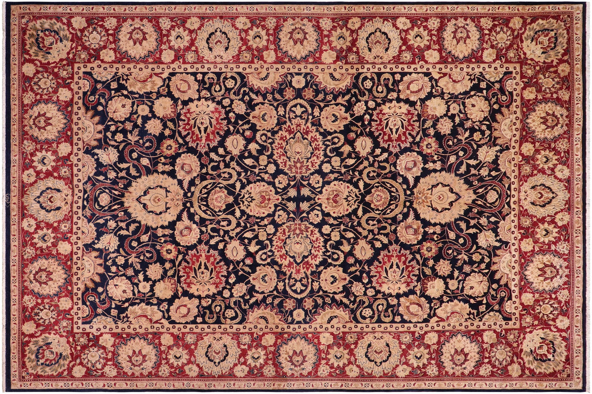 handmade Transitional Agra Blue Red Hand Knotted RECTANGLE 100% WOOL area rug 10 x 14
