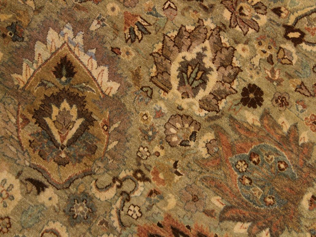 handmade Traditional Kashan Taupe Tan Hand Knotted ROUND 100% WOOL area rug 10x10