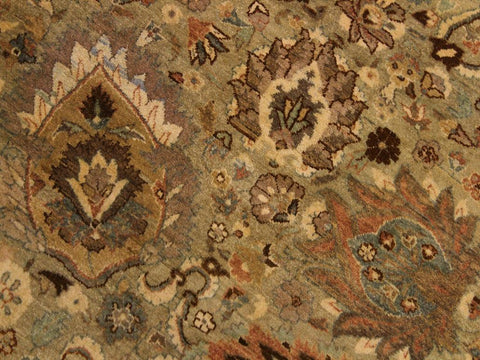 handmade Traditional Kashan Taupe Tan Hand Knotted ROUND 100% WOOL area rug 10x10