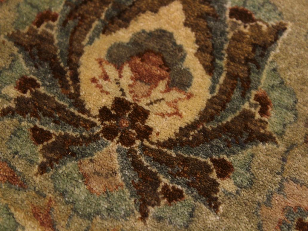 handmade Traditional Kashan Taupe Tan Hand Knotted ROUND 100% WOOL area rug 10x10