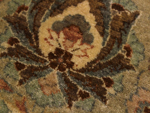 handmade Traditional Kashan Taupe Tan Hand Knotted ROUND 100% WOOL area rug 10x10