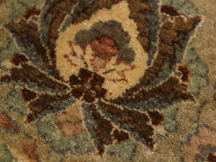 handmade Traditional Kashan Taupe Tan Hand Knotted ROUND 100% WOOL area rug 10x10