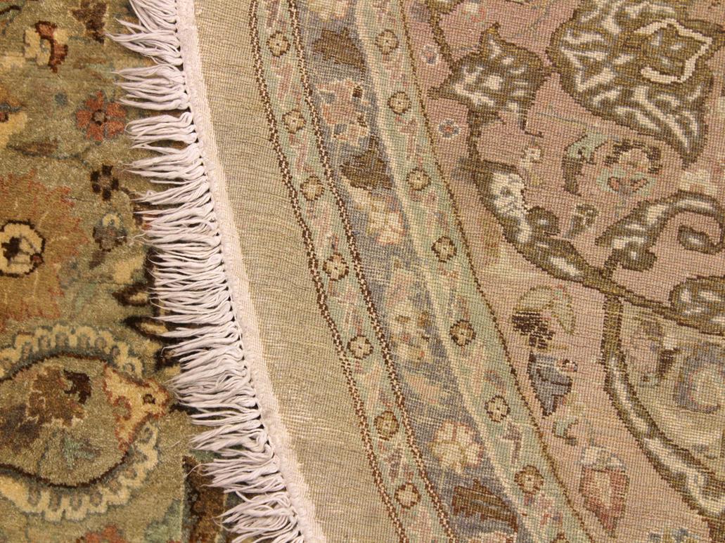 handmade Traditional Kashan Taupe Tan Hand Knotted ROUND 100% WOOL area rug 10x10