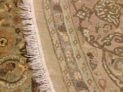 handmade Traditional Kashan Taupe Tan Hand Knotted ROUND 100% WOOL area rug 10x10