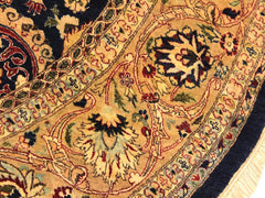 handmade Traditional Agra Tabriz Blue Tan Hand Knotted ROUND 100% WOOL area rug 8x8