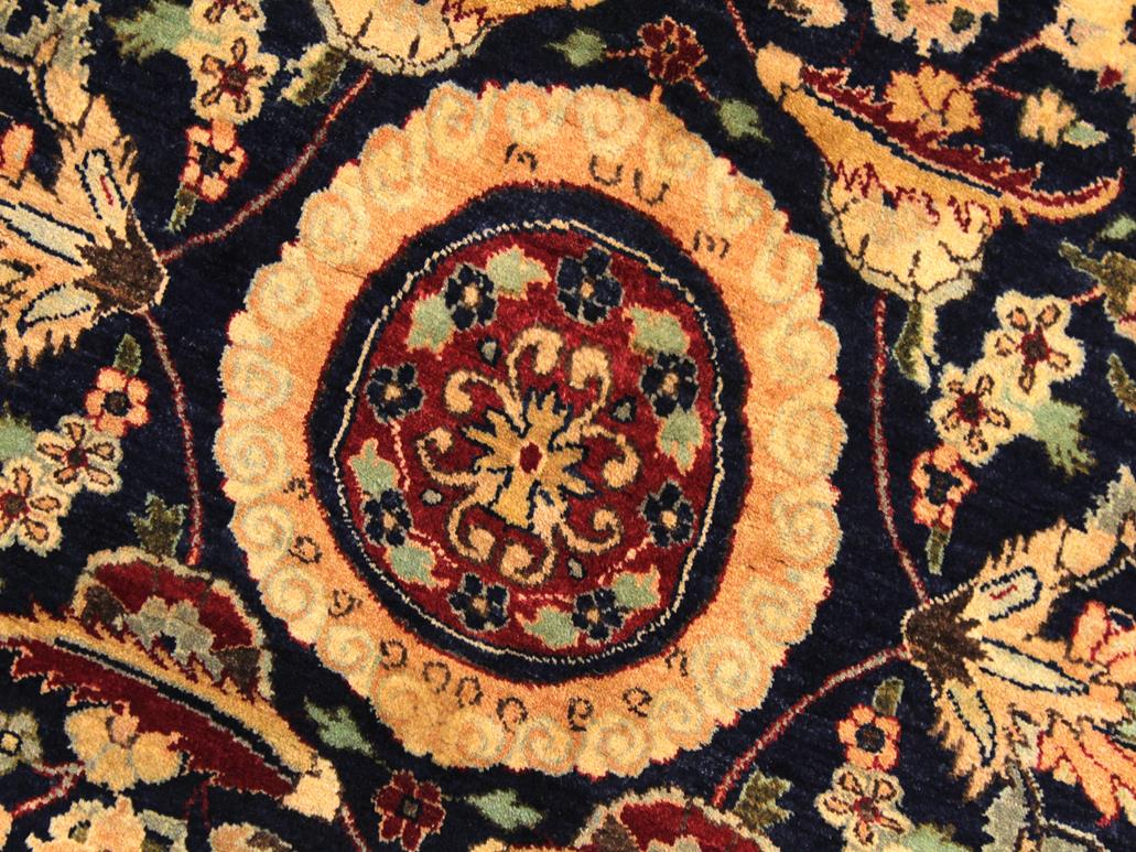 handmade Traditional Agra Tabriz Blue Tan Hand Knotted ROUND 100% WOOL area rug 8x8