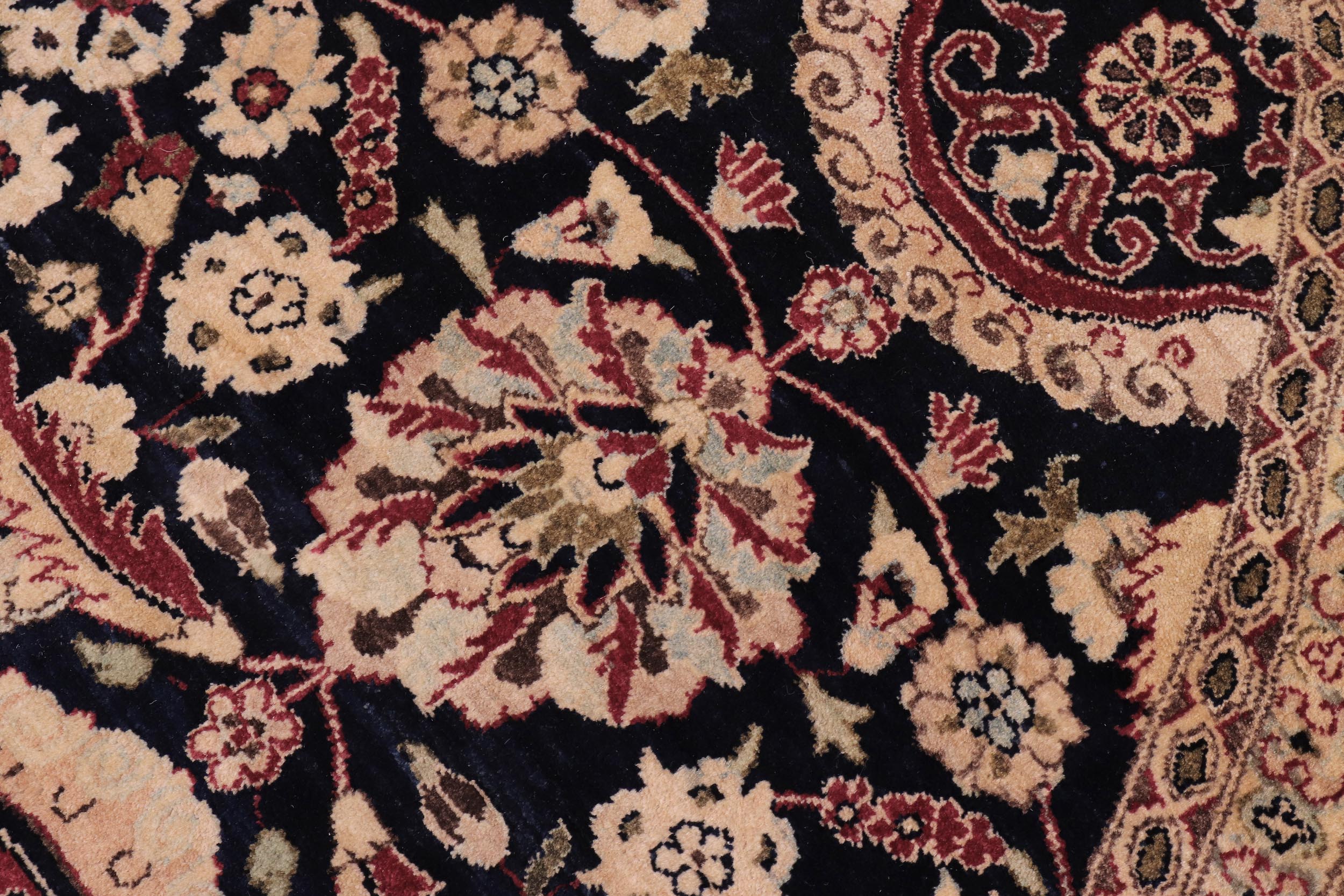 handmade Traditional Round Agra Tabriz Blue Tan Hand Knotted ROUND 100% WOOL area rug 8' x 8'