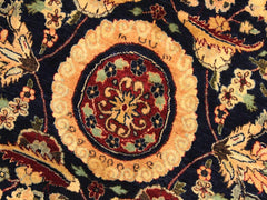 handmade Traditional Agra Tabriz Blue Tan Hand Knotted ROUND 100% WOOL area rug 8x8