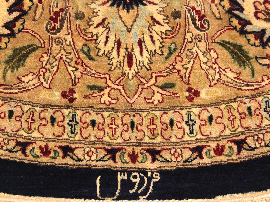 handmade Traditional Agra Tabriz Blue Tan Hand Knotted ROUND 100% WOOL area rug 8x8