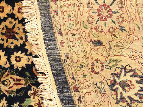 handmade Traditional Agra Tabriz Blue Tan Hand Knotted ROUND 100% WOOL area rug 8x8