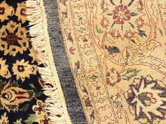 handmade Traditional Agra Tabriz Blue Tan Hand Knotted ROUND 100% WOOL area rug 8x8