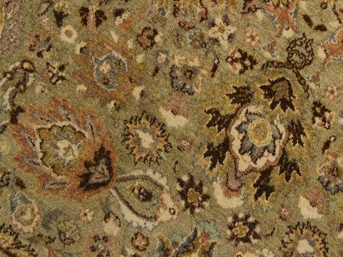 handmade Traditional Kashan Green Brown Hand Knotted ROUND 100% WOOL area rug 6x6