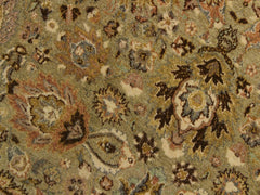 handmade Traditional Kashan Green Brown Hand Knotted ROUND 100% WOOL area rug 6x6