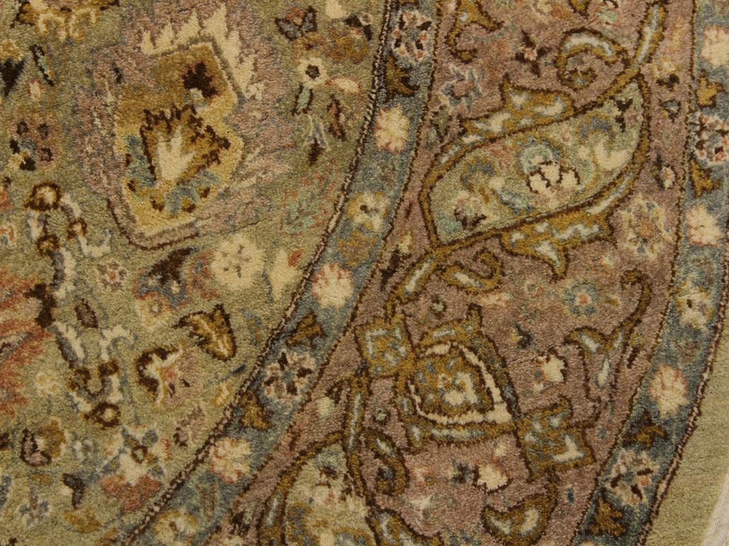 handmade Traditional Kashan Green Brown Hand Knotted ROUND 100% WOOL area rug 6x6