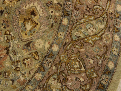 handmade Traditional Kashan Green Brown Hand Knotted ROUND 100% WOOL area rug 6x6