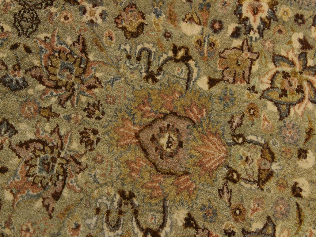 handmade Traditional Kashan Green Brown Hand Knotted ROUND 100% WOOL area rug 6x6