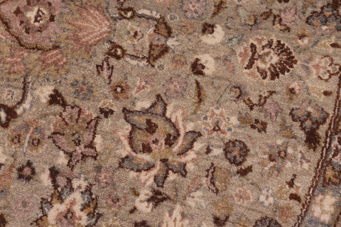 handmade Traditional Round Kashan Green Brown Hand Knotted ROUND 100% WOOL area rug 6' x 6'