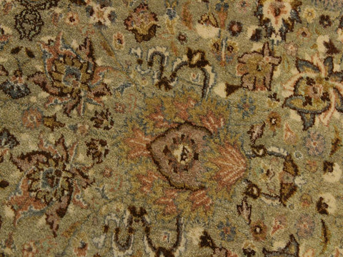 handmade Traditional Kashan Green Brown Hand Knotted ROUND 100% WOOL area rug 6x6