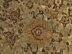 handmade Traditional Kashan Green Brown Hand Knotted ROUND 100% WOOL area rug 6x6