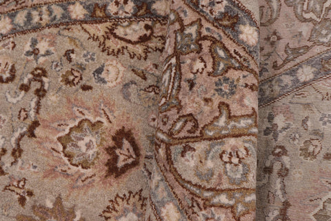 handmade Traditional Round Kashan Green Brown Hand Knotted ROUND 100% WOOL area rug 6' x 6'