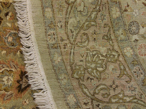 handmade Traditional Kashan Green Brown Hand Knotted ROUND 100% WOOL area rug 6x6