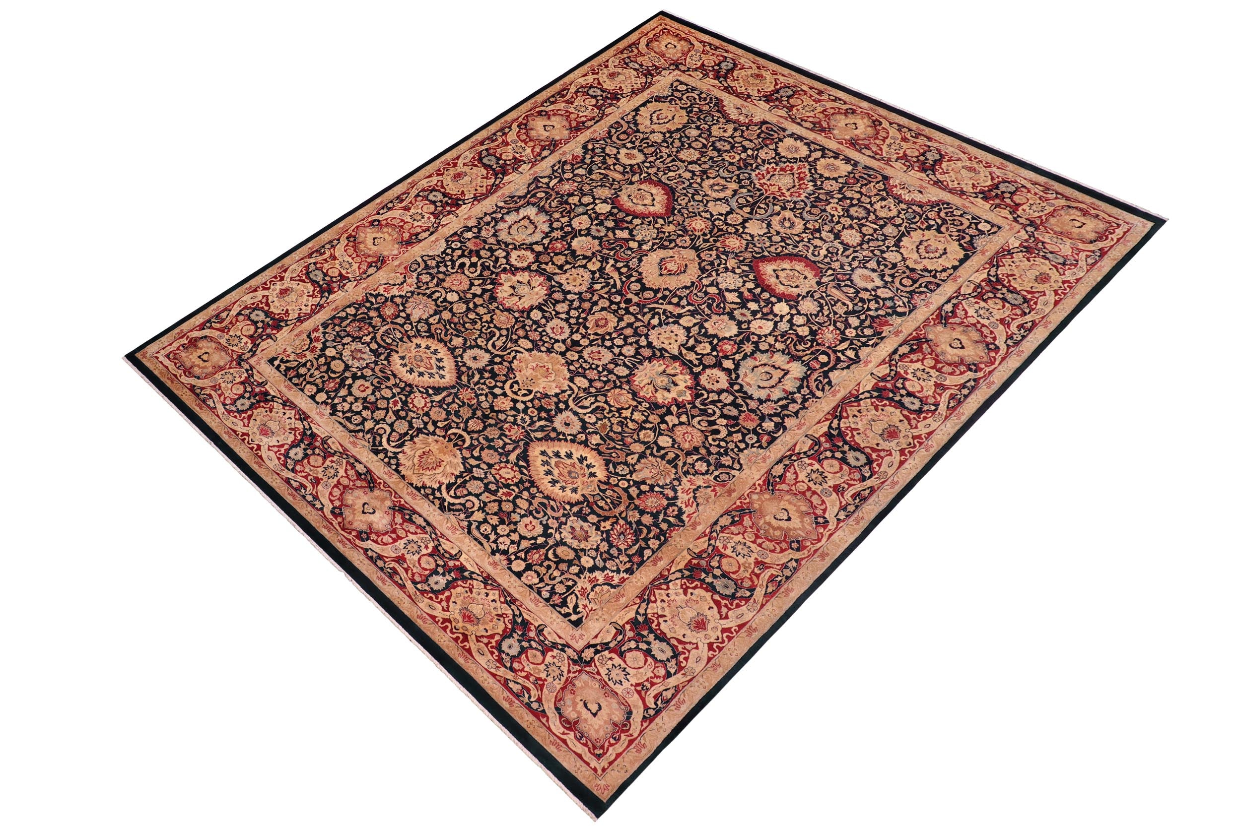 handmade Transitional Anmol Agra Blue Red Hand Knotted RECTANGLE 100% WOOL area rug 10 x 14