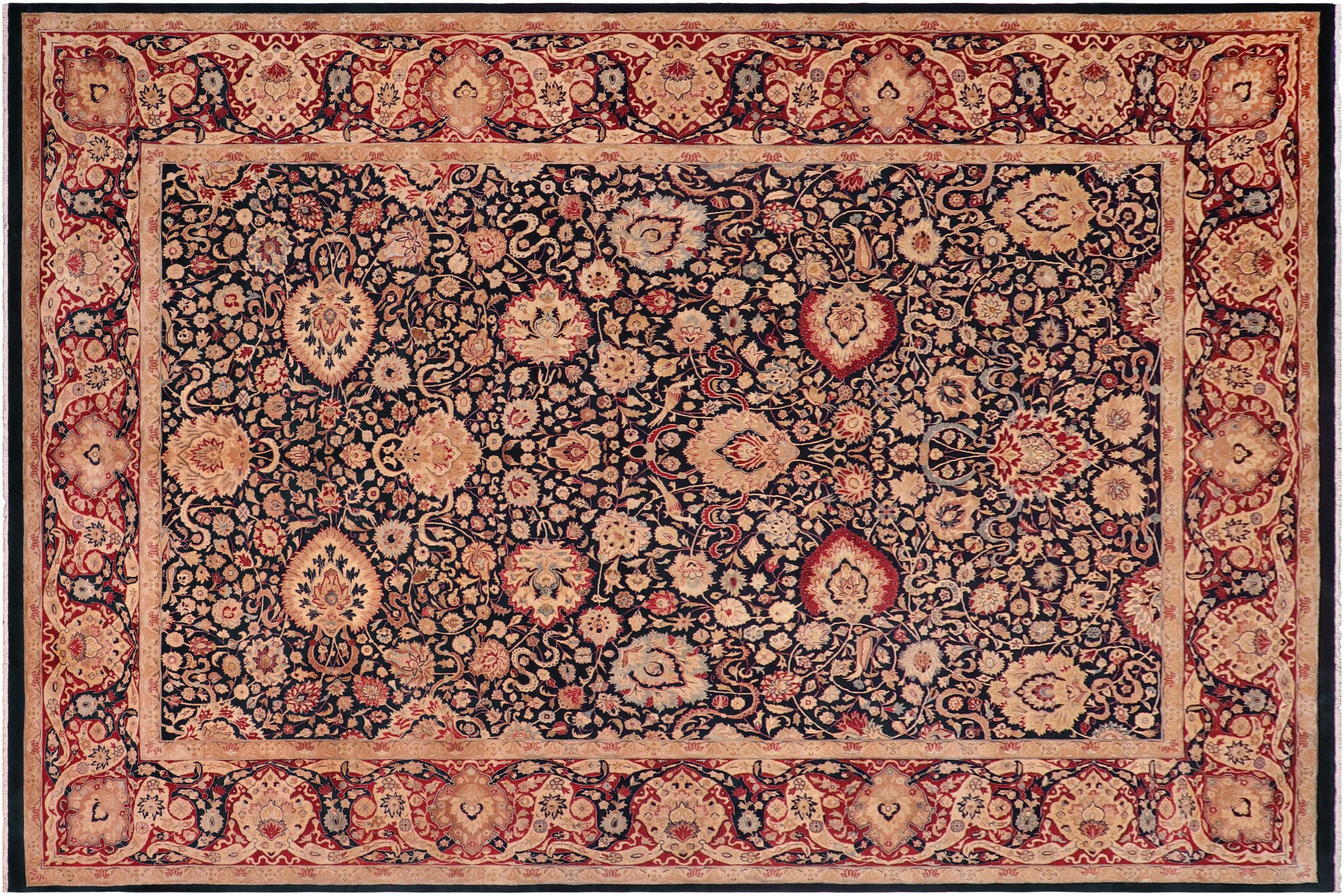 handmade Transitional Anmol Agra Blue Red Hand Knotted RECTANGLE 100% WOOL area rug 10 x 14