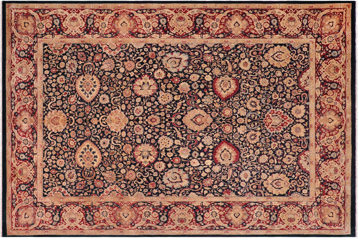 handmade Transitional Anmol Agra Blue Red Hand Knotted RECTANGLE 100% WOOL area rug 10 x 14