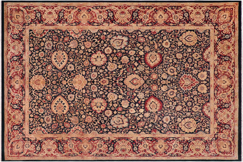 handmade Transitional Anmol Agra Blue Red Hand Knotted RECTANGLE 100% WOOL area rug 10 x 14