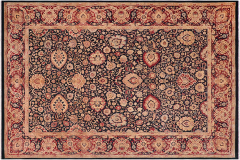 handmade Transitional Anmol Agra Blue Red Hand Knotted RECTANGLE 100% WOOL area rug 10x14