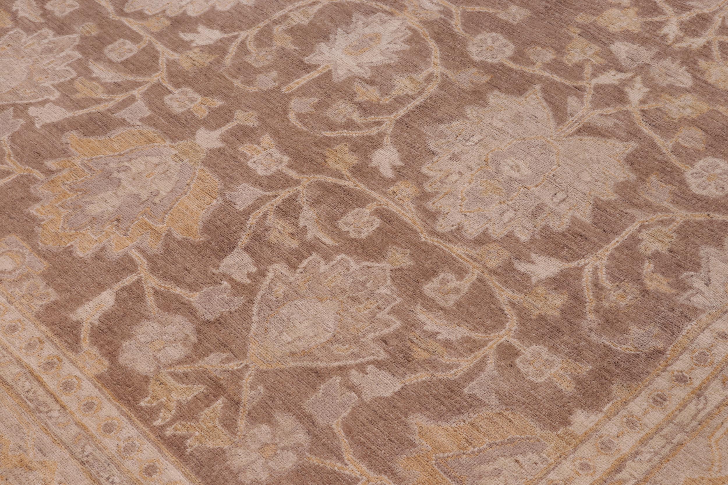 handmade Transitional Kafkaz Brown Tan Hand Knotted RECTANGLE 100% WOOL area rug 12' x 18'
