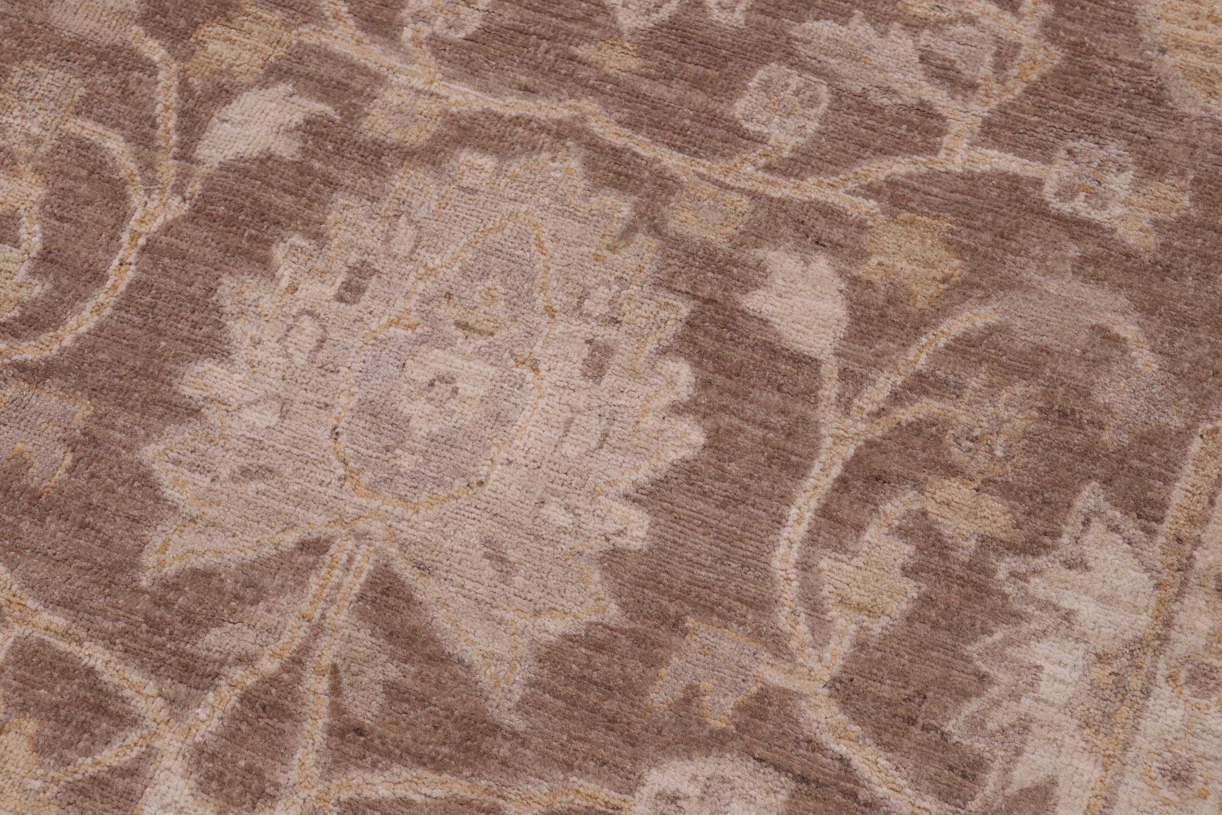 handmade Transitional Kafkaz Brown Tan Hand Knotted RECTANGLE 100% WOOL area rug 12' x 18'