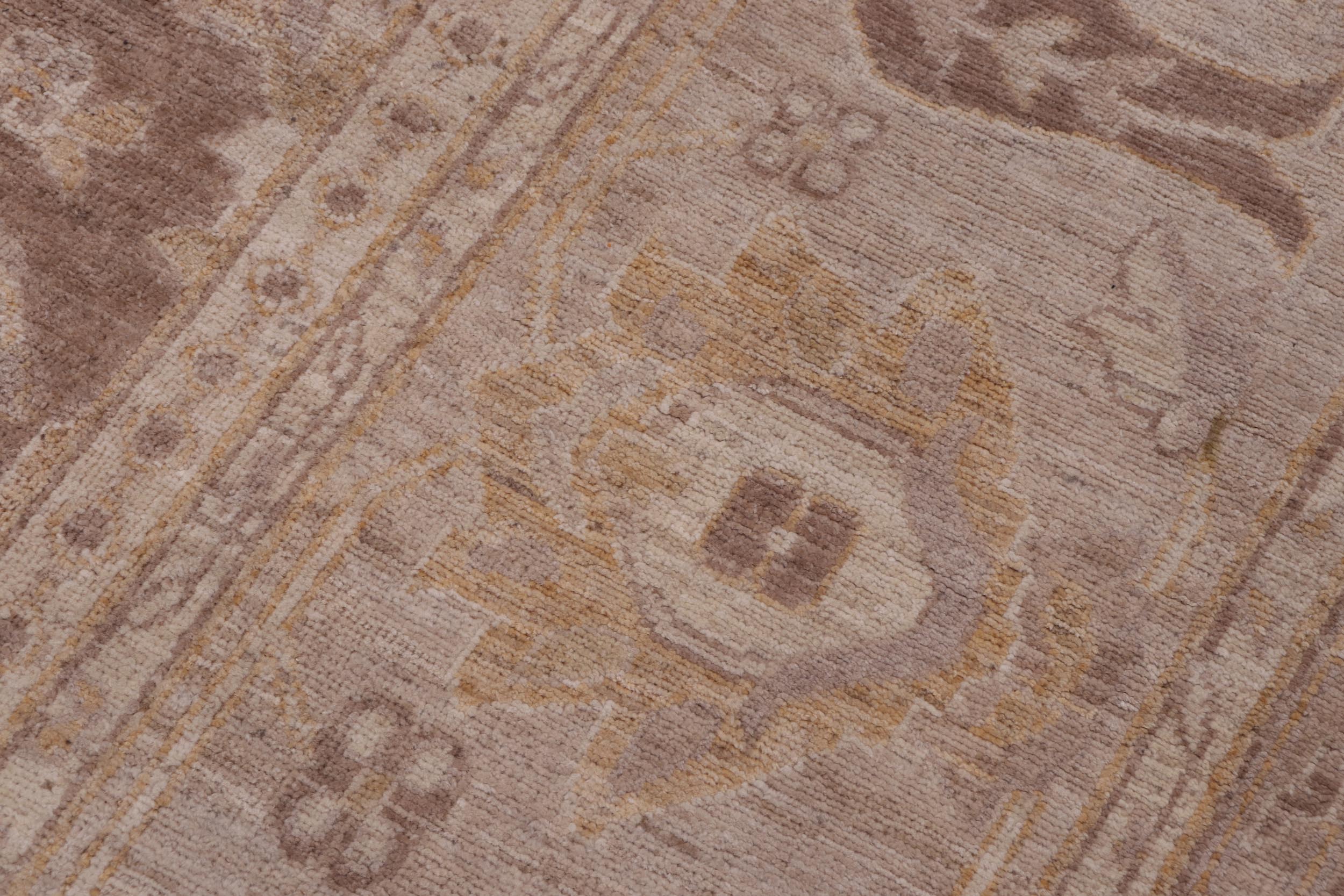 handmade Transitional Kafkaz Brown Tan Hand Knotted RECTANGLE 100% WOOL area rug 12' x 18'