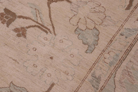 handmade Traditional Lahore Lt. Tan Lt. Green Hand Knotted RECTANGLE 100% WOOL area rug ODD