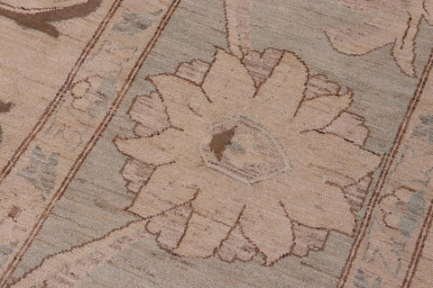 handmade Traditional Lahore Lt. Tan Lt. Green Hand Knotted RECTANGLE 100% WOOL area rug ODD