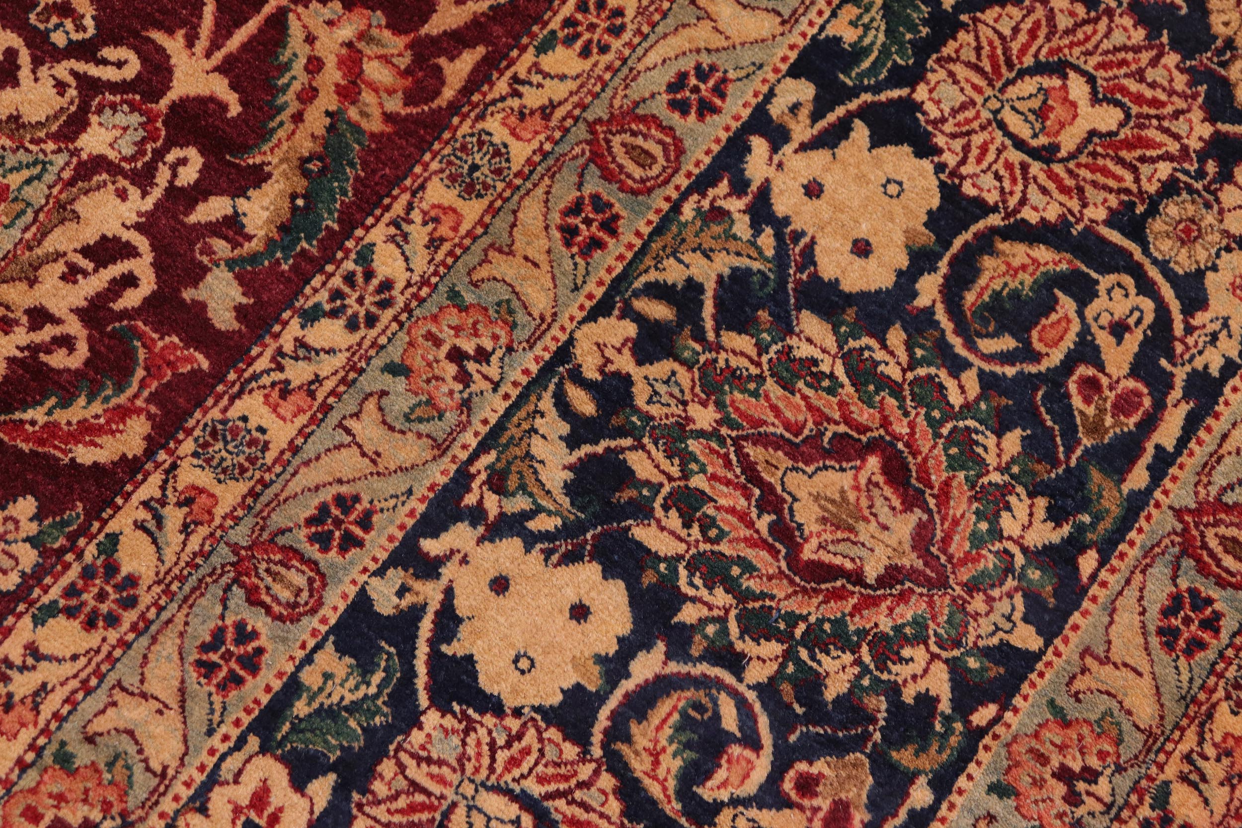 handmade Transitional Dabir Maroon Blue Hand Knotted RECTANGLE 100% WOOL area rug 10 x 14