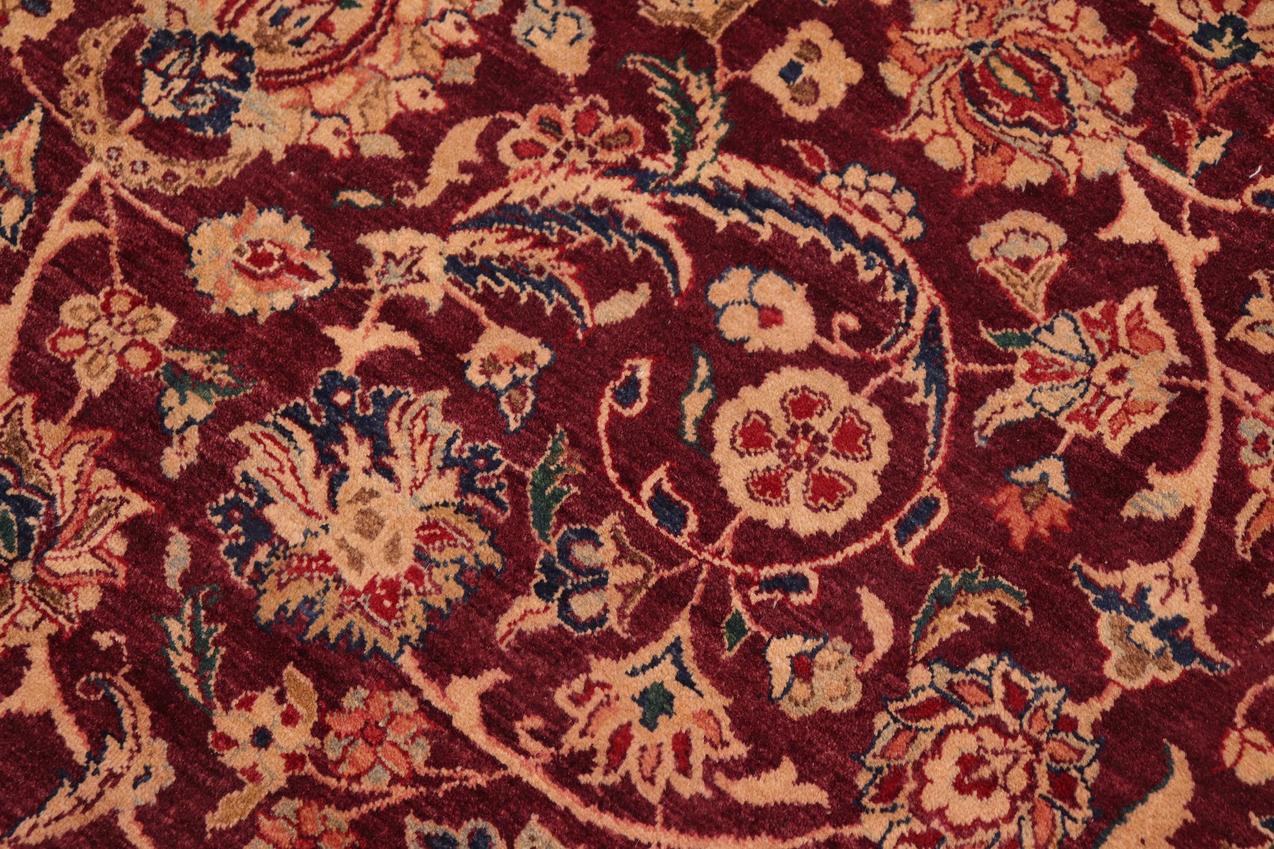 handmade Transitional Dabir Maroon Blue Hand Knotted RECTANGLE 100% WOOL area rug 10 x 14