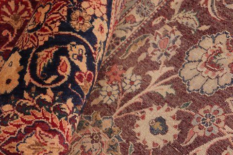 handmade Transitional Dabir Maroon Blue Hand Knotted RECTANGLE 100% WOOL area rug 10 x 14
