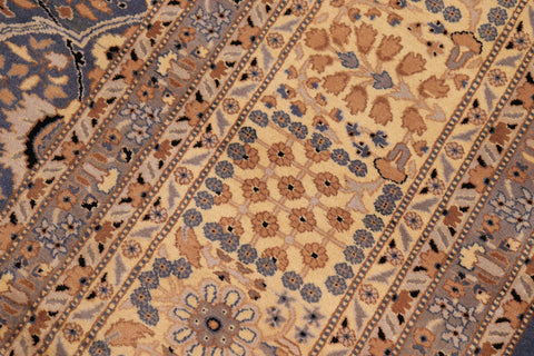 handmade Transitional Tabriz Blue Gold Hand Knotted RECTANGLE 100% WOOL area rug 10x14