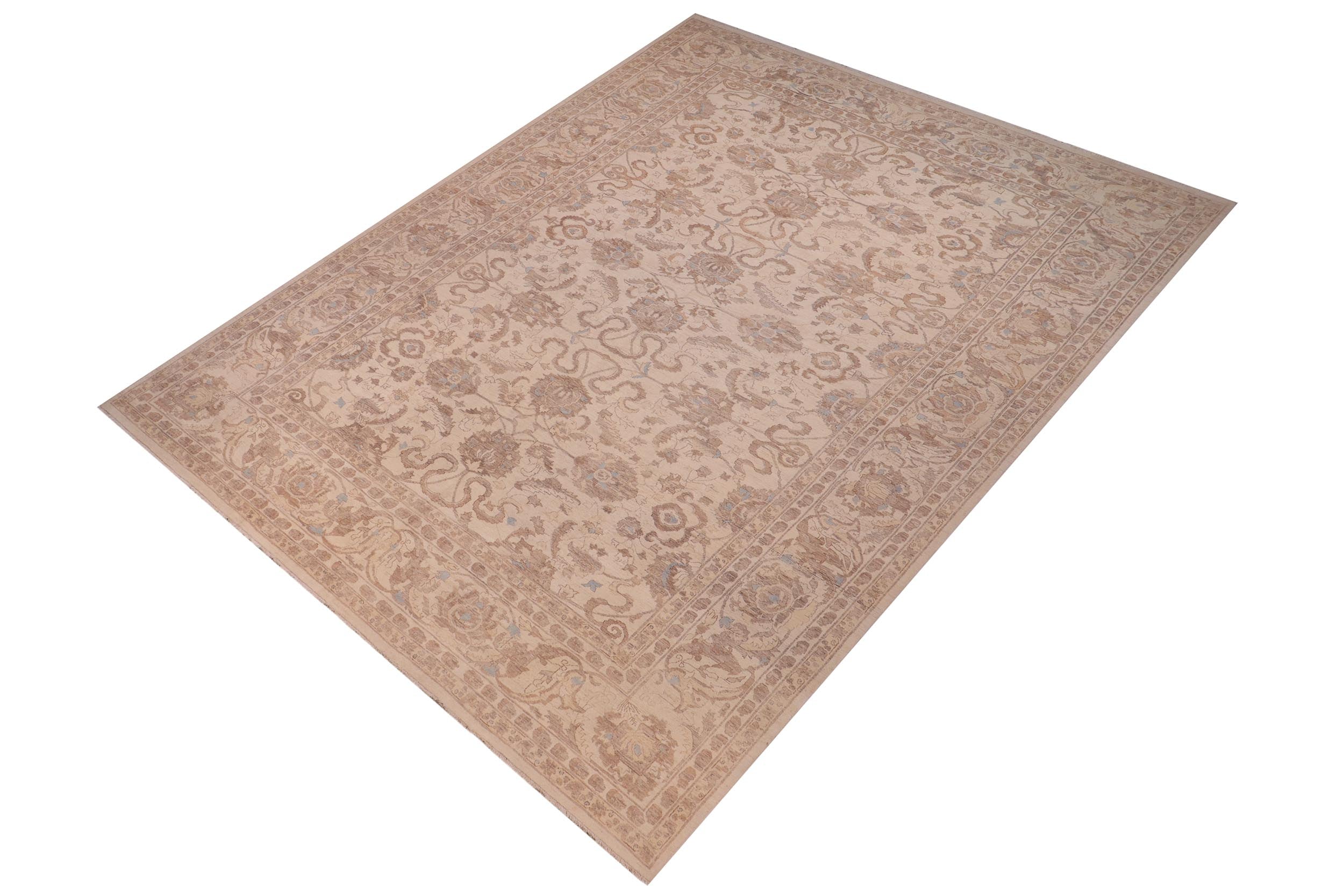 handmade Transitional Kafkaz Ivory Ivory Hand Knotted RECTANGLE 100% WOOL area rug 12' x 18'
