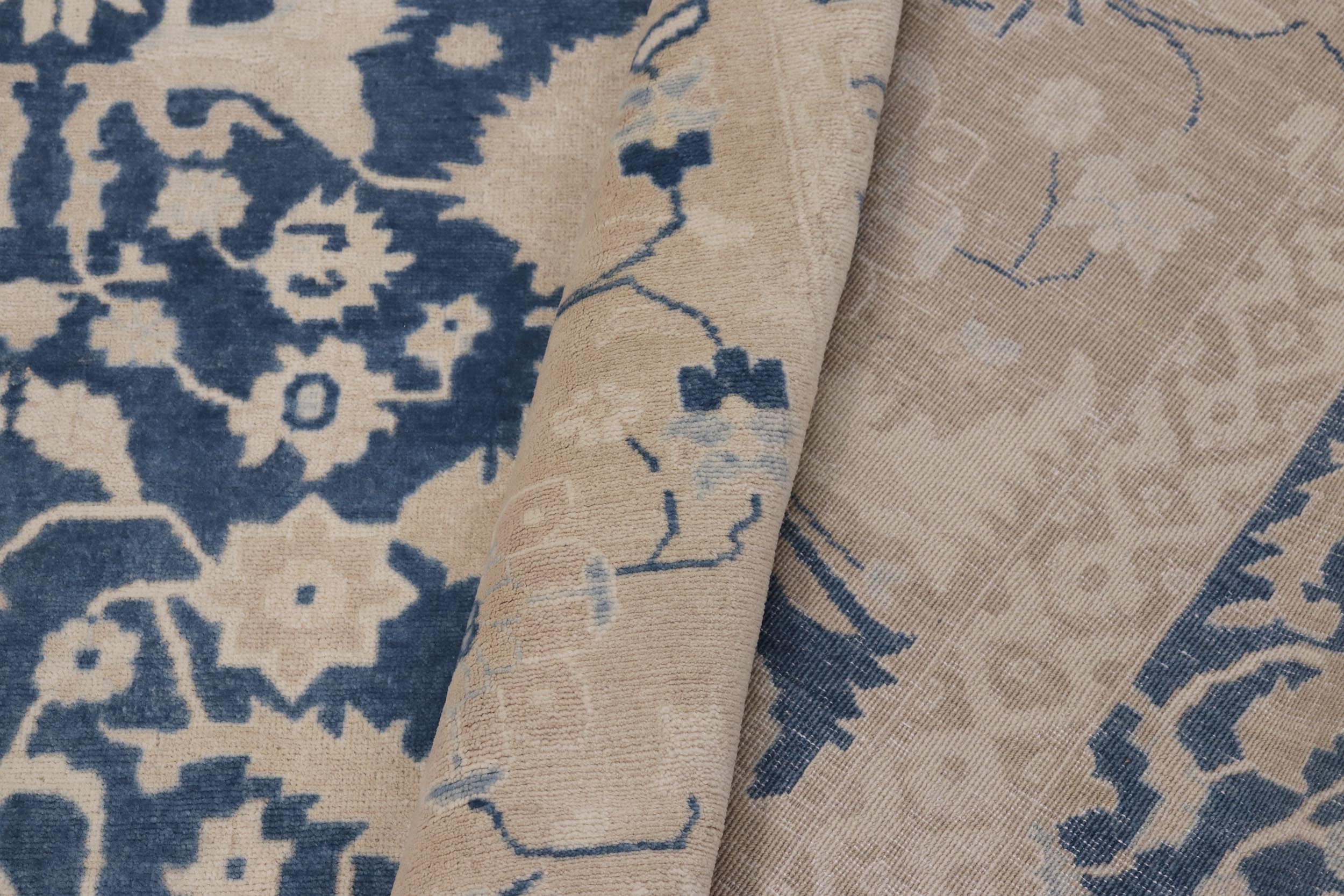 handmade Transitional Lahore Lt. Blue Tan Hand Knotted RECTANGLE 100% WOOL area rug 10' x 14'