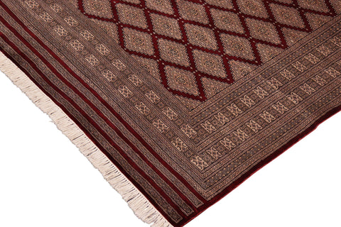 handmade Geometric Bokhara Red Lt. Brown Hand Knotted RECTANGLE 100% WOOL area rug 10X12