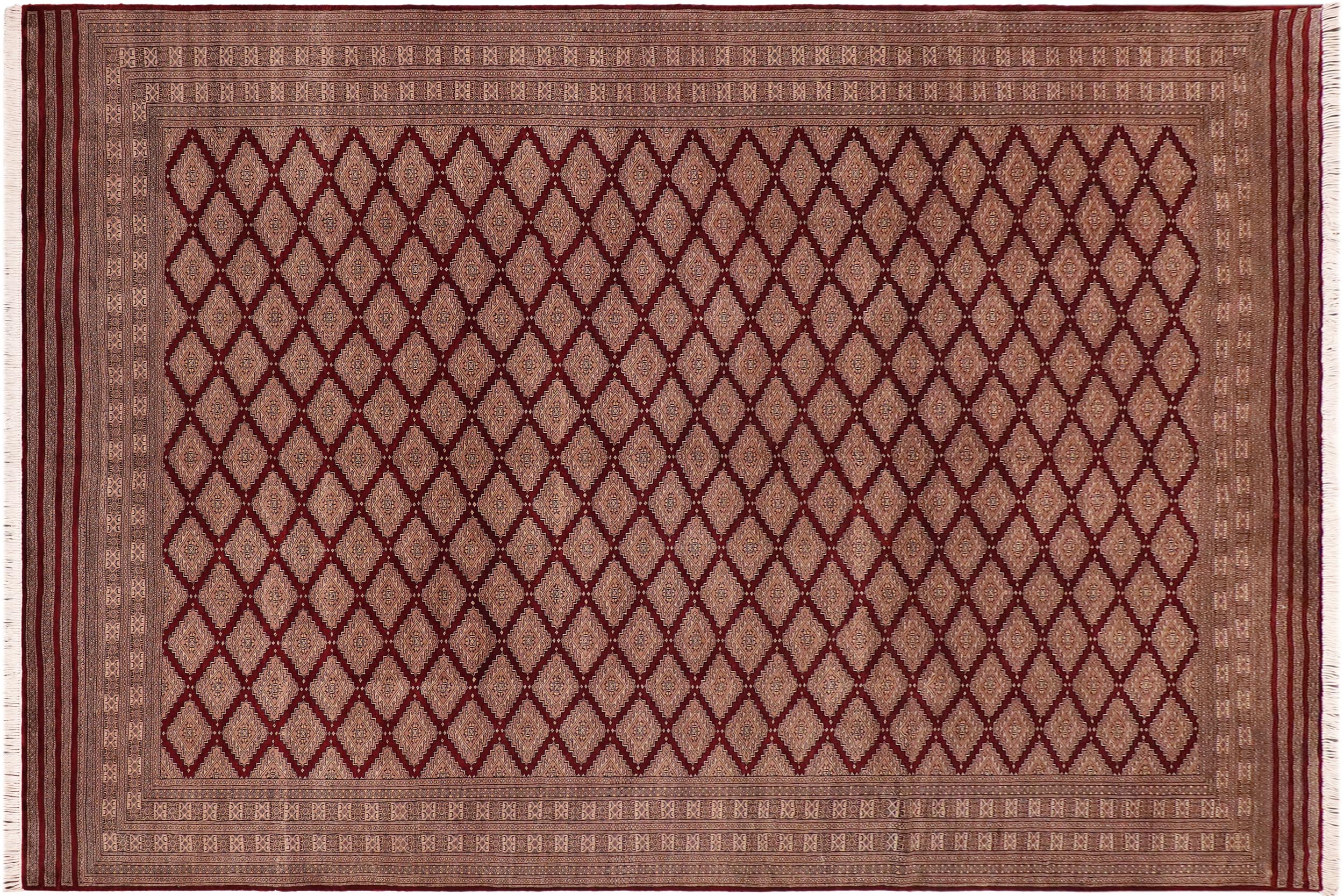 handmade Geometric Bokhara Red Lt. Brown Hand Knotted RECTANGLE 100% WOOL area rug 10X12