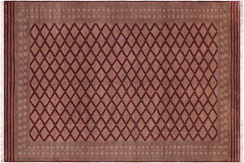 handmade Geometric Bokhara Red Lt. Brown Hand Knotted RECTANGLE 100% WOOL area rug 10X12