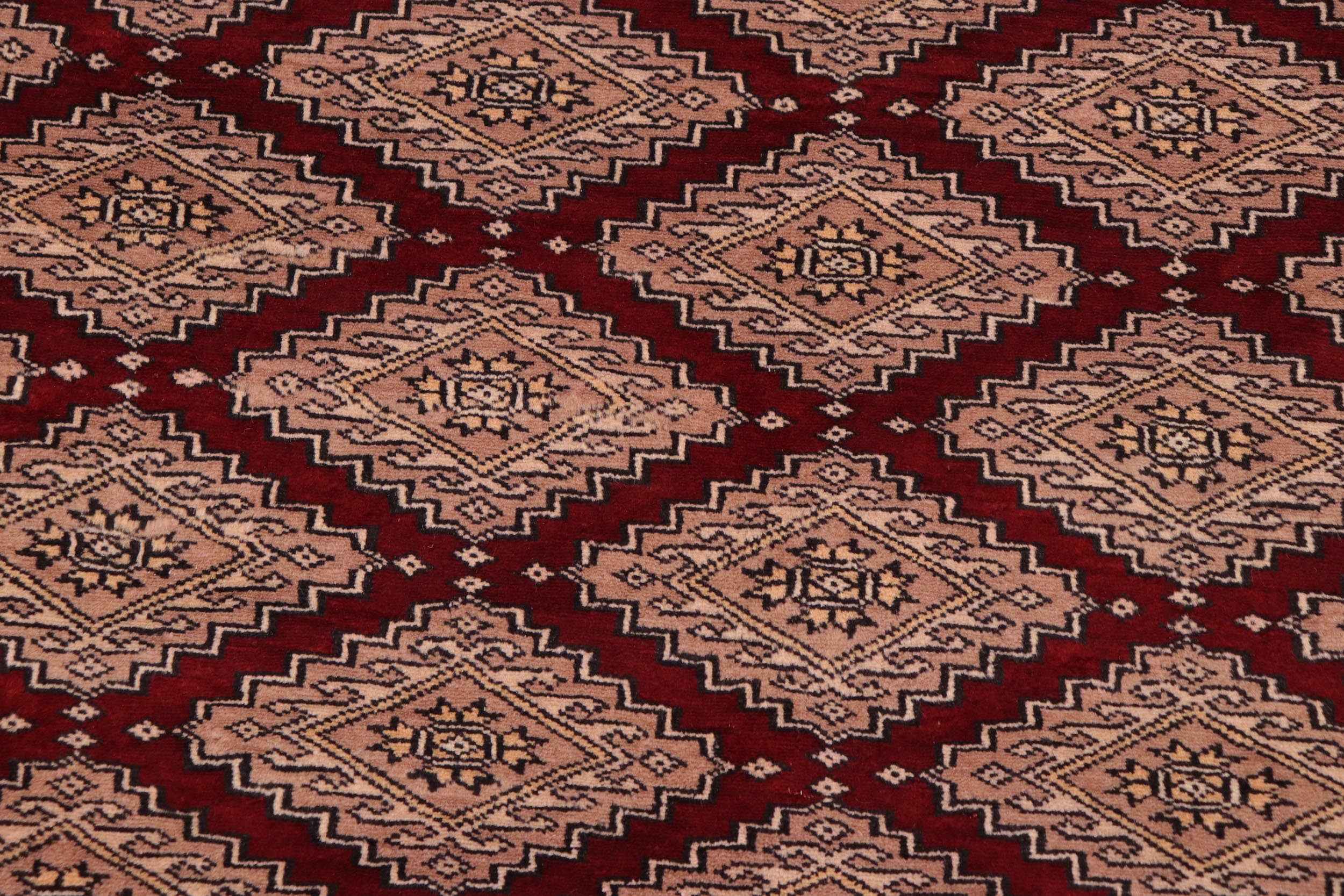 handmade Geometric Bokhara Red Lt. Brown Hand Knotted RECTANGLE 100% WOOL area rug 10X12