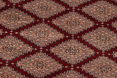 handmade Geometric Bokhara Red Lt. Brown Hand Knotted RECTANGLE 100% WOOL area rug 10X12