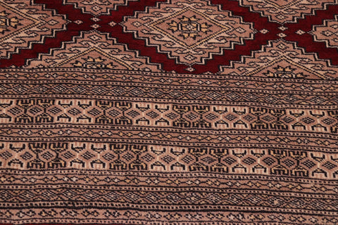 handmade Geometric Bokhara Red Lt. Brown Hand Knotted RECTANGLE 100% WOOL area rug 10X12