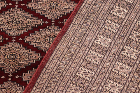 handmade Geometric Bokhara Red Lt. Brown Hand Knotted RECTANGLE 100% WOOL area rug 10X12