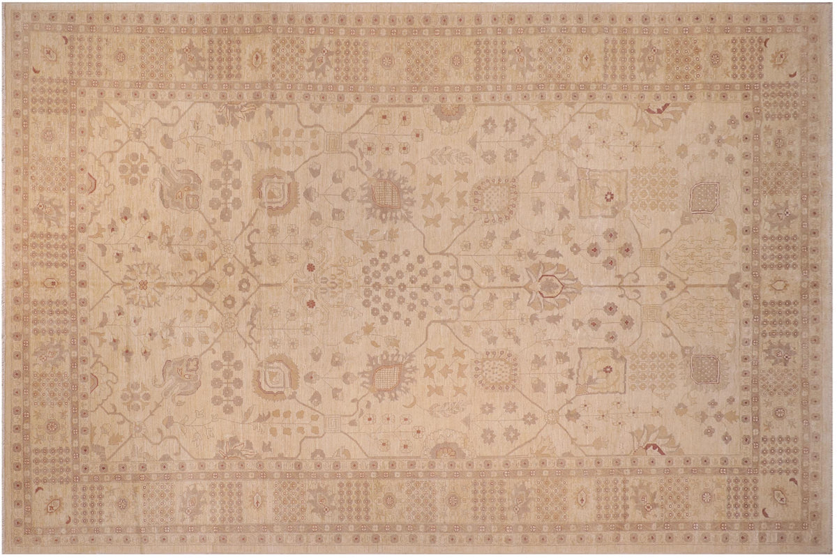 handmade Traditional Kafkaz Tan Tan Hand Knotted RECTANGLE 100% WOOL area rug 12x18