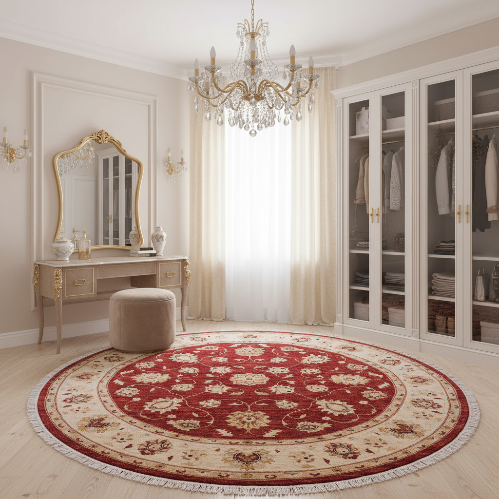 handmade Traditional Kafkaz Red Ivory Hand Knotted ROUND 100% WOOL area rug 8' x 8'
